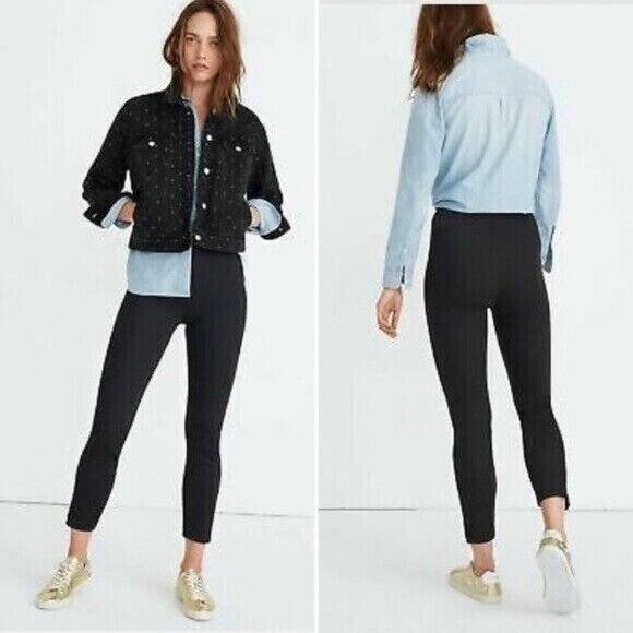 Madewell Fraser Black High Rise Pull On Pants Comfort Stretch 37 Slim Skinny - Picture 1 of 10